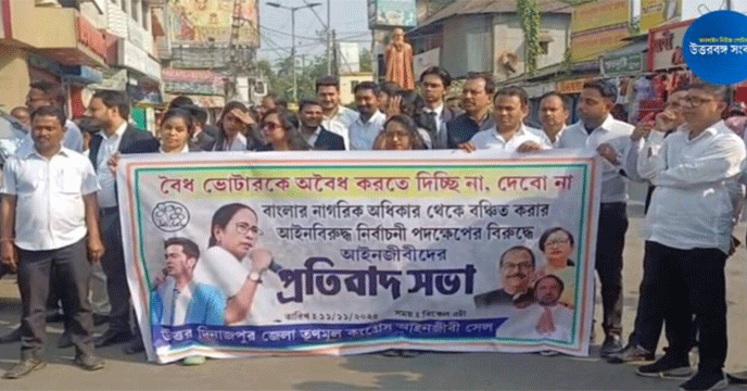 রায়গঞ্জে এসআইআরের বিরোধিতায় পথে তৃণমূলের আইনজীবী সেল